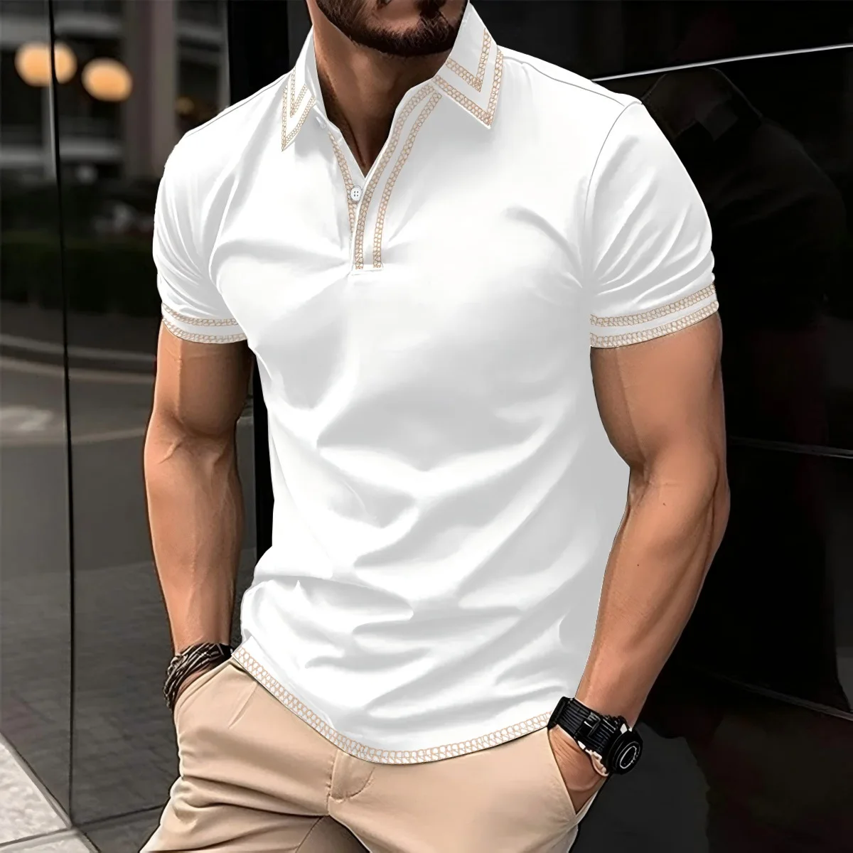 

New summer men's cool and breathable smooth and soft skin-friendly quick-drying casual trendy handsome sportive polo shirt