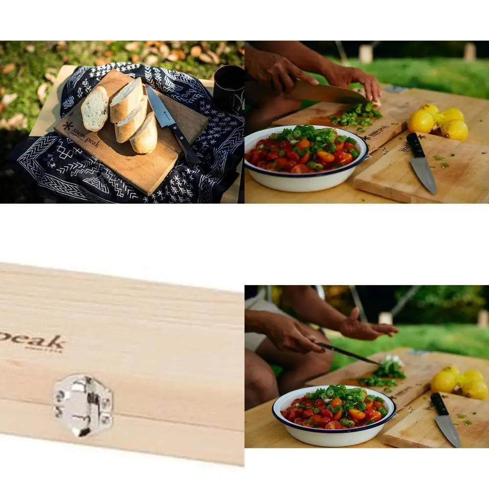 

Portable Folding Birch Wood Chopping Block with Stainless Steel Knife, Ideal for Camping and Picnics, Medium Size