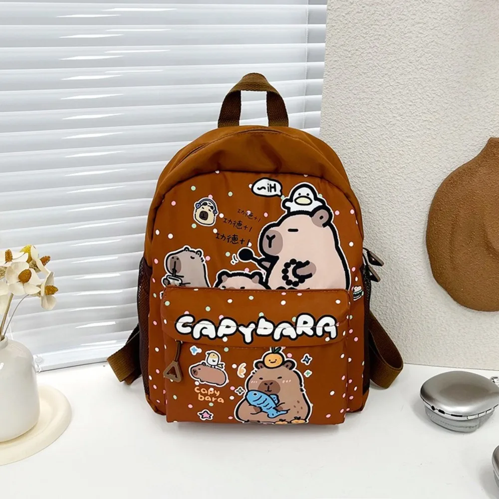 Creative Large Capacity Capybara Shoulders Backpack Adjustable Strap Casual Versatile Kids Schoolbag Travel Rucksack