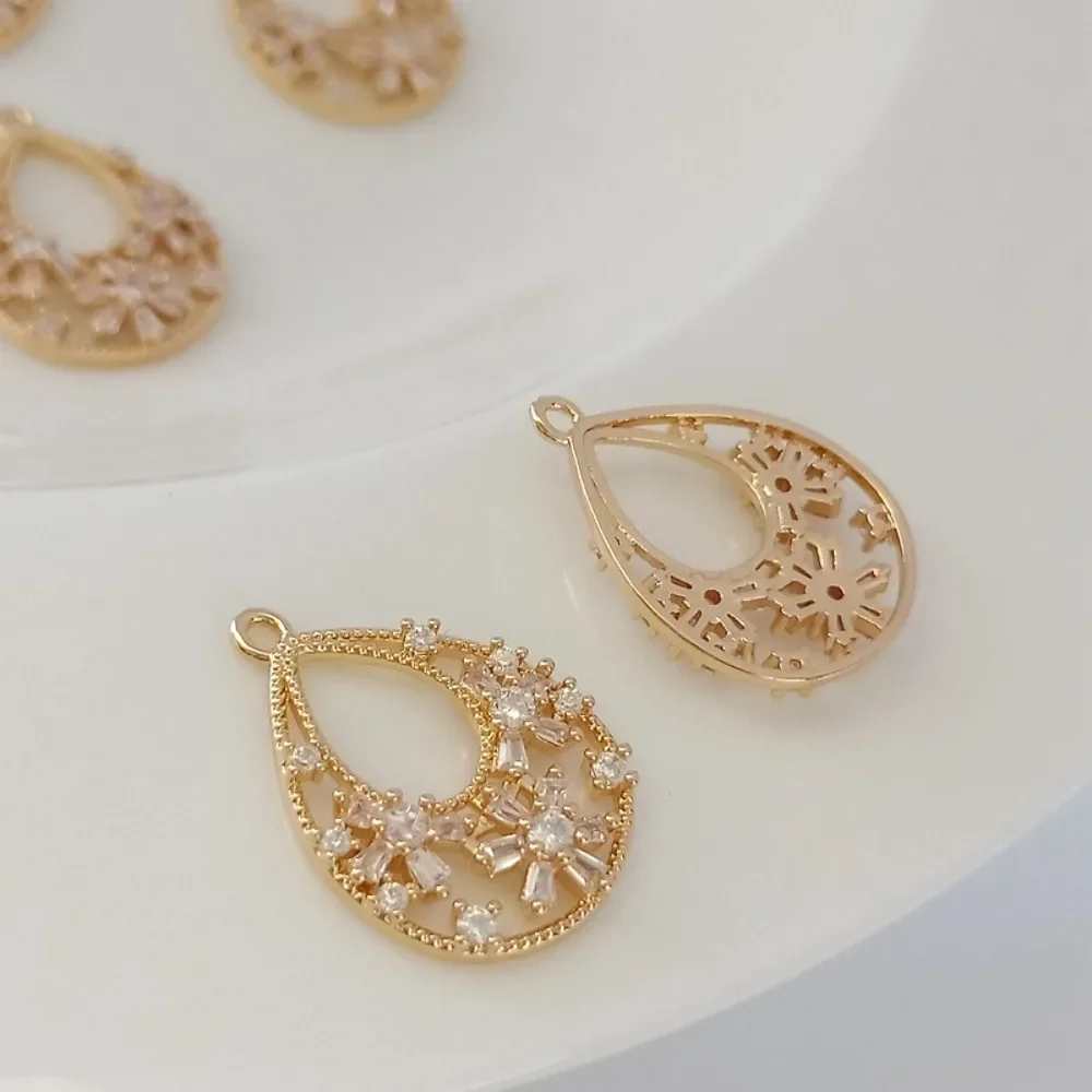 

14K Gold-plated, Zircon Geometric Hollowed-out Teardrop Earrings Other Handcrafted DIY Jewelry Accessories