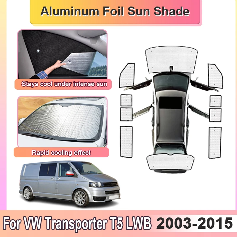 

Солнцезащитные шторки для автомобиля Volkswagen VW Transporter T5 LWB Caravelle Multivan 2003~2015, защита от УФ-излучения, светоблокирующие занавески, накидка на лобовое стекло