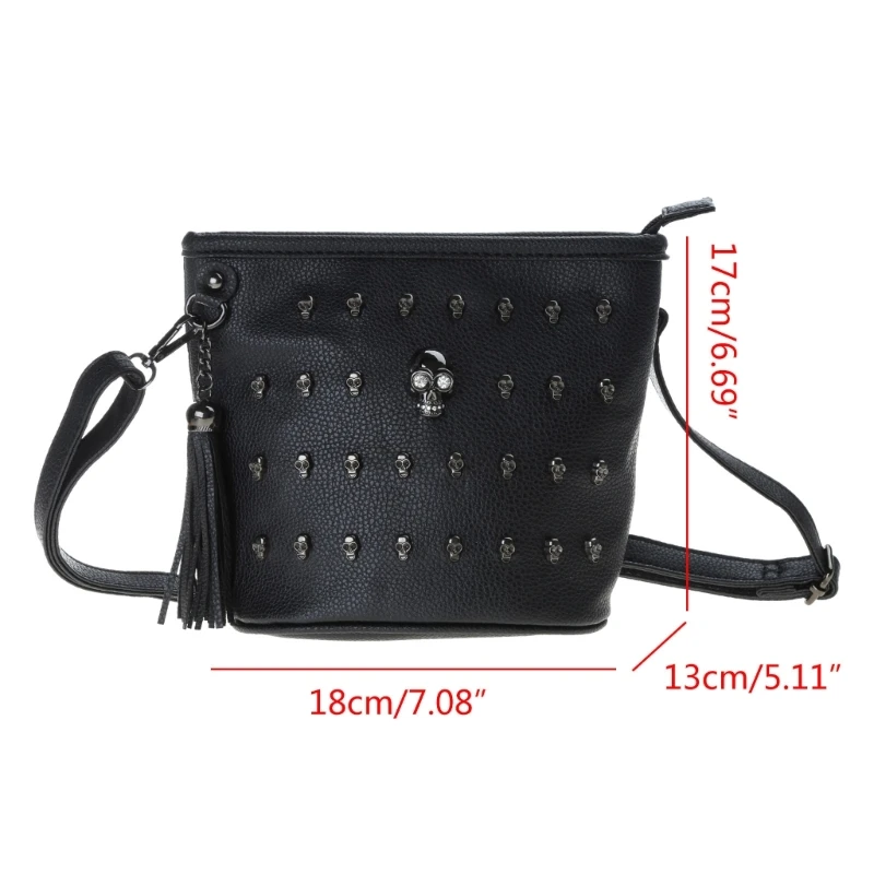 Fashion Women Skull Punk Goth Tassel  Shoulder Bag Crossbody Handbag E74B