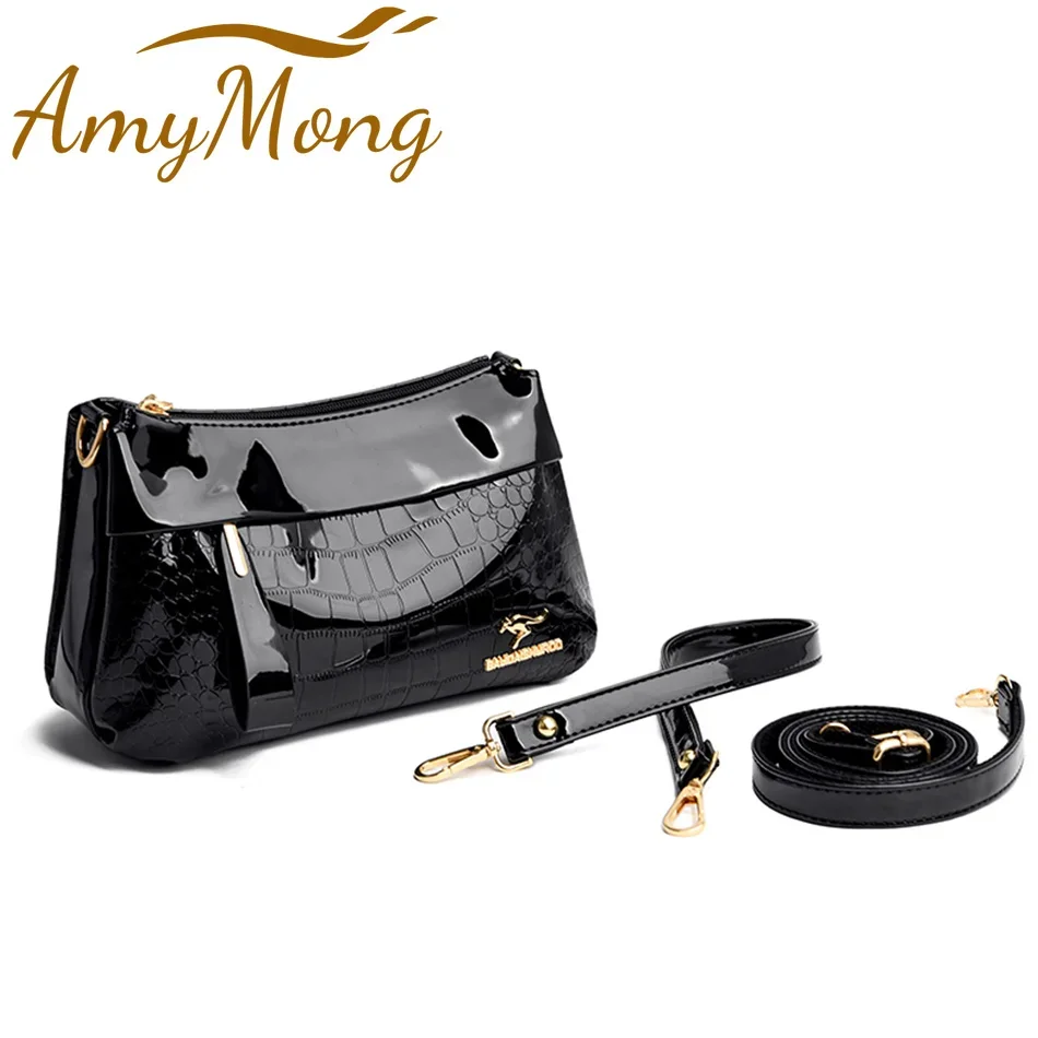 3 Layers Women Handbag Purses Luxury Designer Patent Leather Shoulder Messenger Crossbody Bags for Female Vintage Sac A Main New