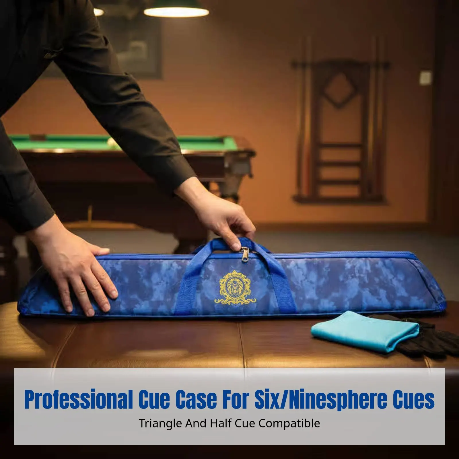 

Triangle Six-Hole Billiard Cue Bag, Genuine Leather, Waterproof, For Nine-Ball