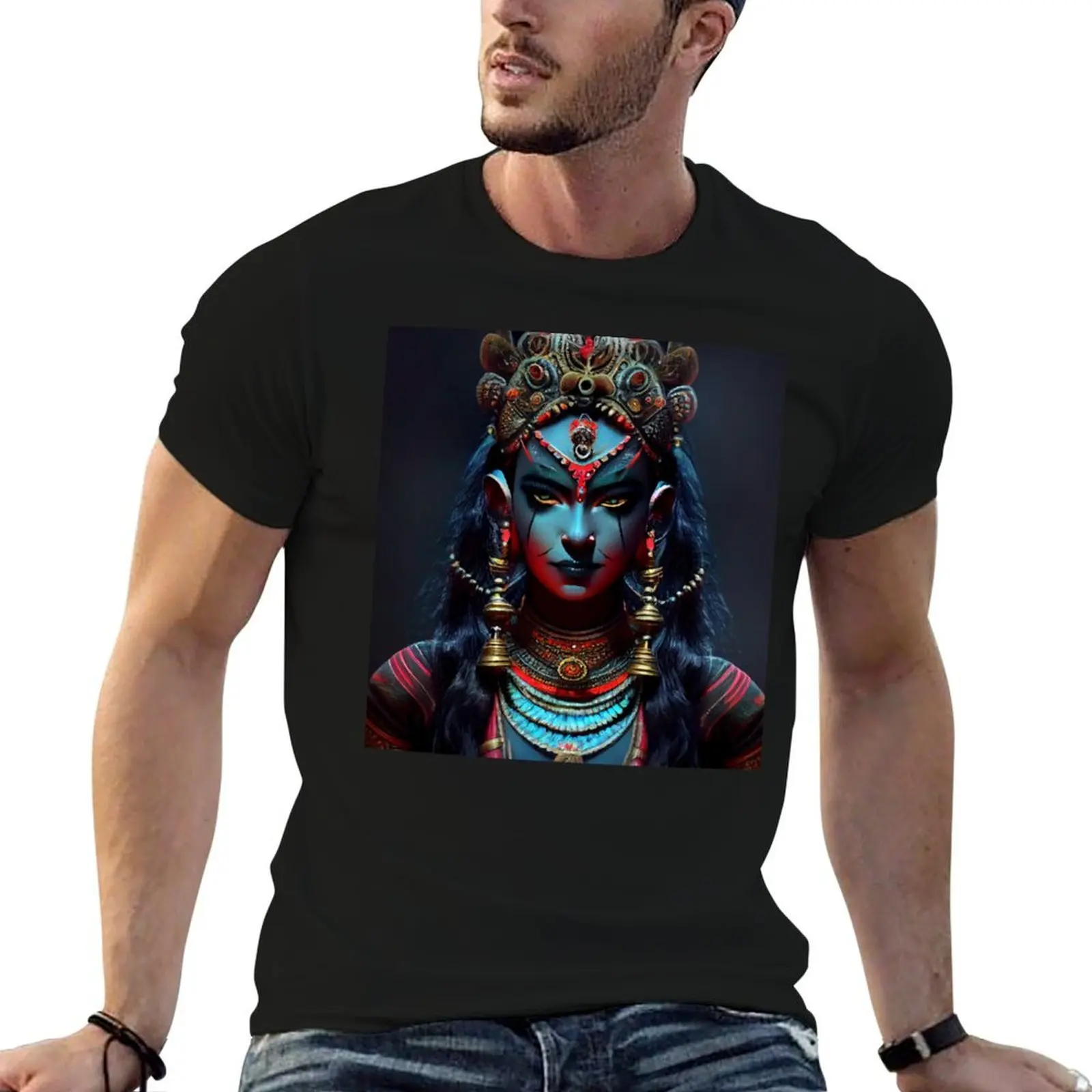 Goddess Kali poster, Kali Hindu Goddess T-Shirt man graphic t shirt black cotton t-shirt plain for man package T-Shirt
