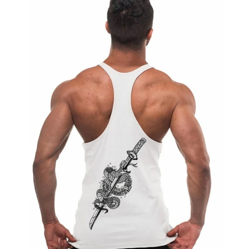 

Men's Bodybuilding Gym Vest – Stringer Tank Top, Pro-Grade Cotton Fabric for Serious Fitness Training Sessions