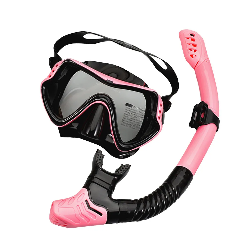 

Pink Snorkeling Goggles Set Single Lens for Maximum Visibility High Elastic Strap Silicone Seal Unidirectional Drainage