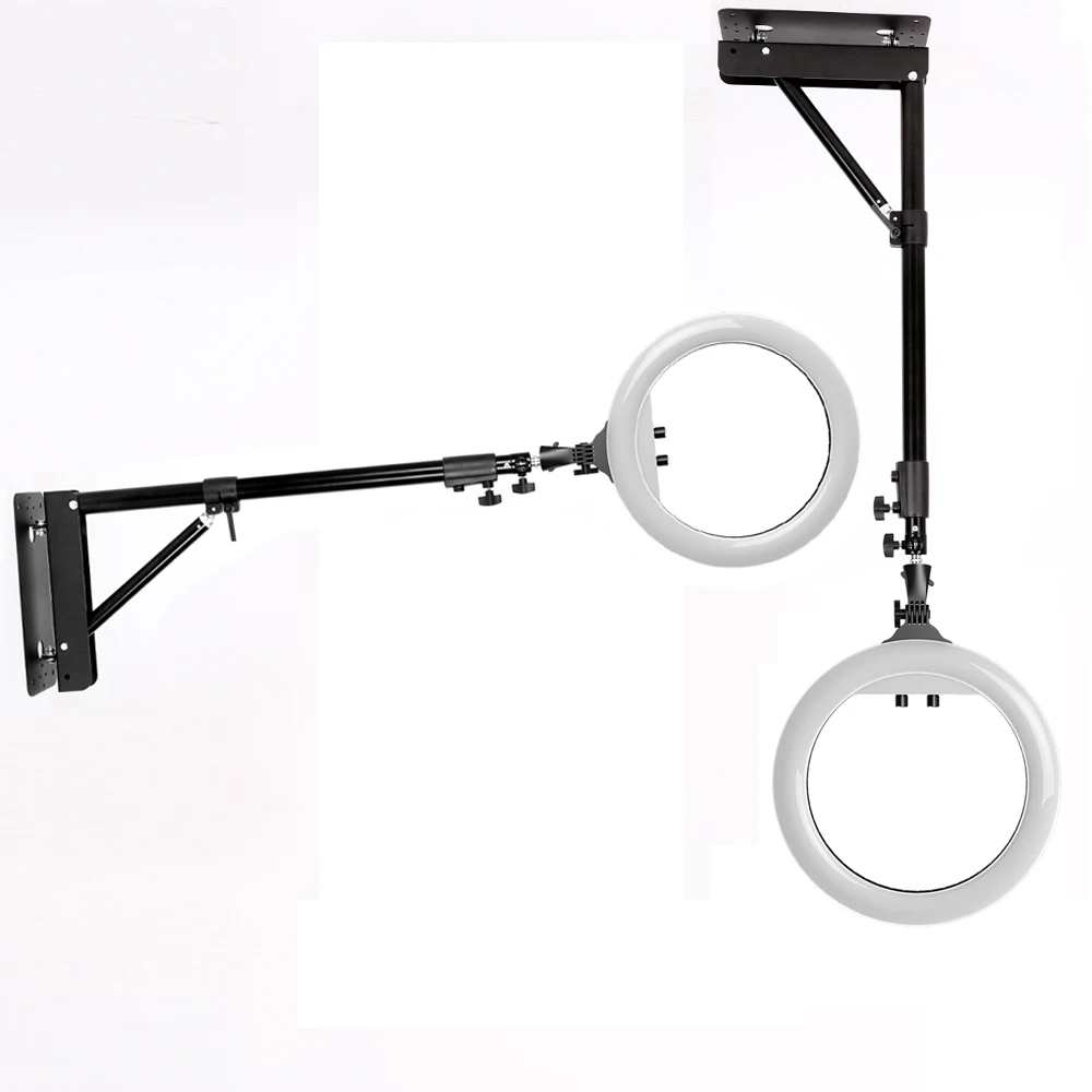 Wall Mounted Ceiling 18in LED Ring Light Triangle Base Beauty Salon Hairdresser Makeup Photography Lighting Softbox Studio