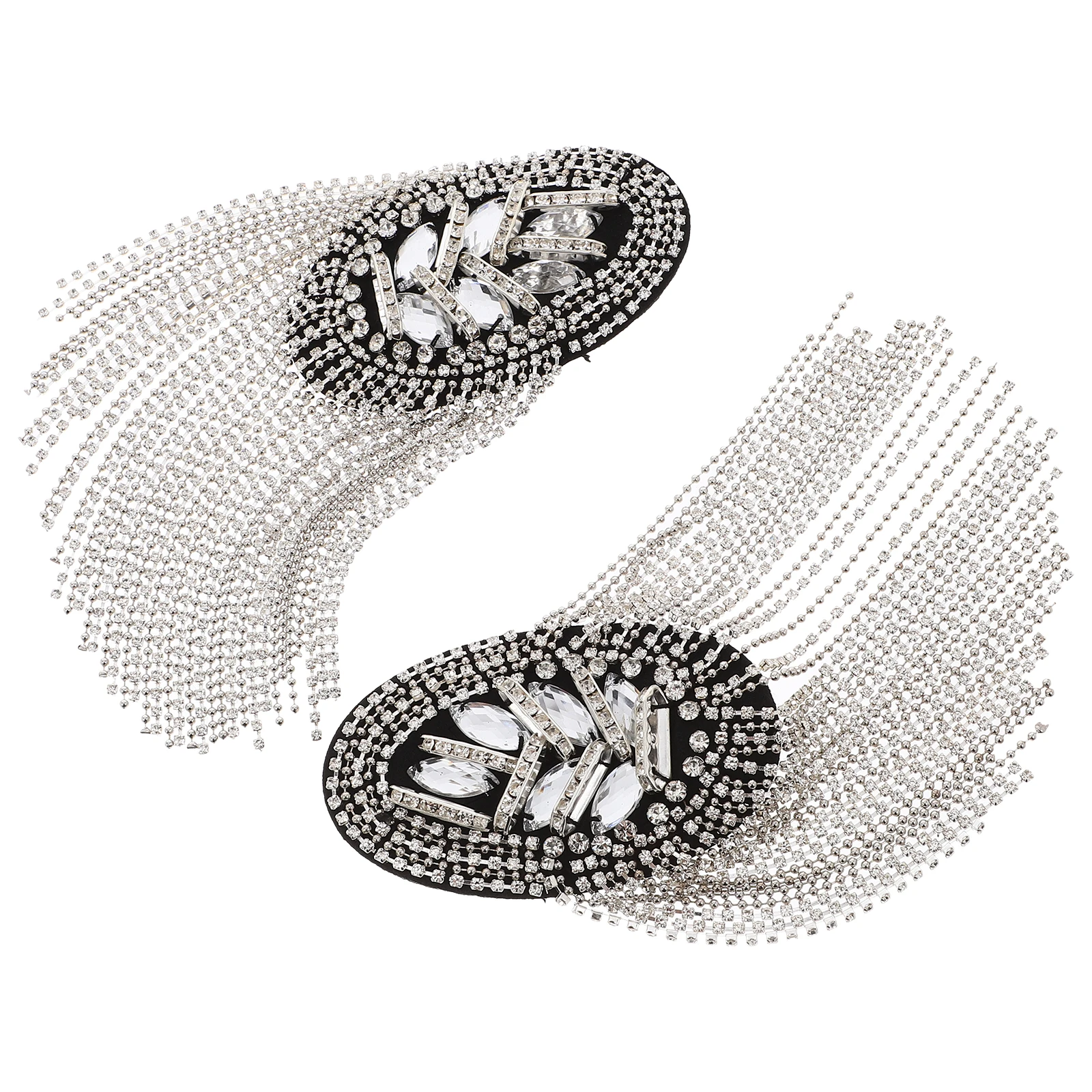

Epaulets Shoulder Tassel Accessories Silver Decor Mark Fringe Epaulettes Rhinestone Badge Durable Clothing Halloween Sewing