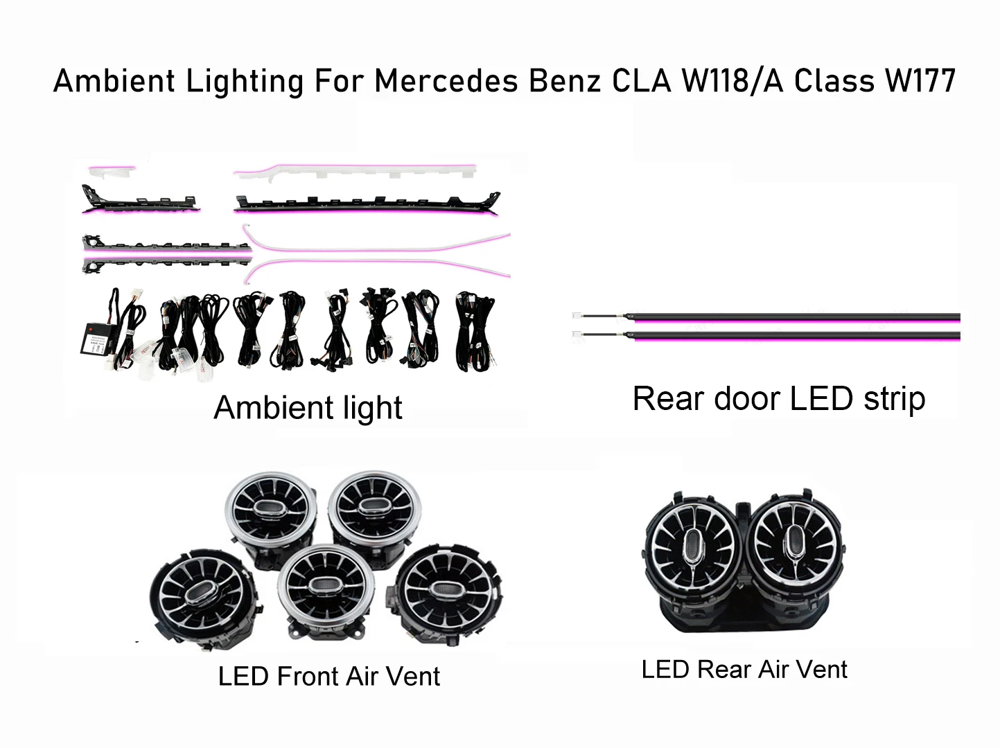 W177 RHD الضوء المحيط لمرسيدس بنز الفئة A 2019 -2025 محرك اليد اليمنى الداخلية LED ترقية الملحقات #2