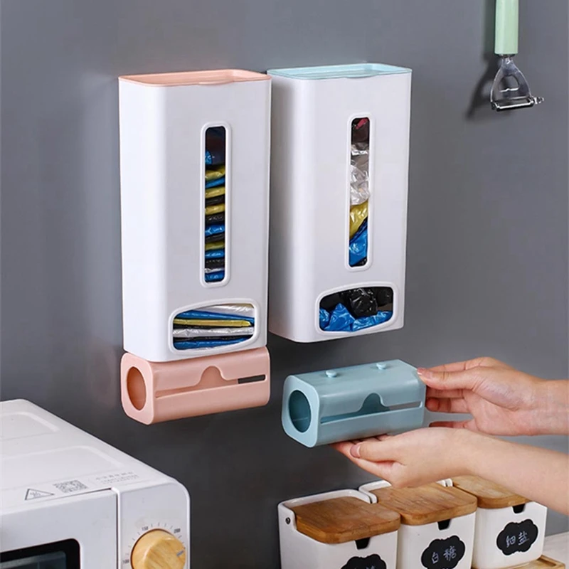 2 In 1 Shopping Bag Rack - Wall Mounted Organizer And Trash Bag Dispenser For Kitchen Storage