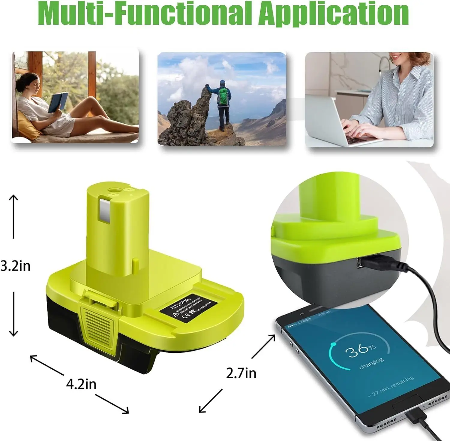 MT20RNL Battery Adapter Converter Use for Ryobi 18V Tools Converts for Makita 18V Li-ion Battery to for Ryobi 18V Li-ion Battery