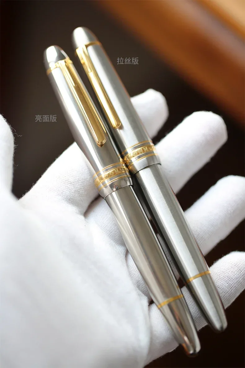 Imagem -02 - Majohn Titanium Alloy Piston Pen Anti-slip Hammered Versão Padrão ef f Fountain Pen Escrevendo Presente Metal Escovado Novo Ti136