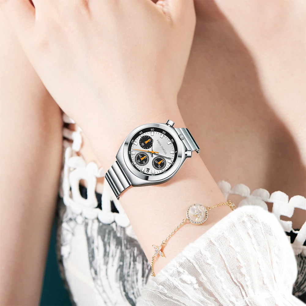 MINI FOCUS-Montre à quartz multifonctionnelle pour femme, montre-bracelet chronographe étanche pour femme, montres décontractées et à la mode,