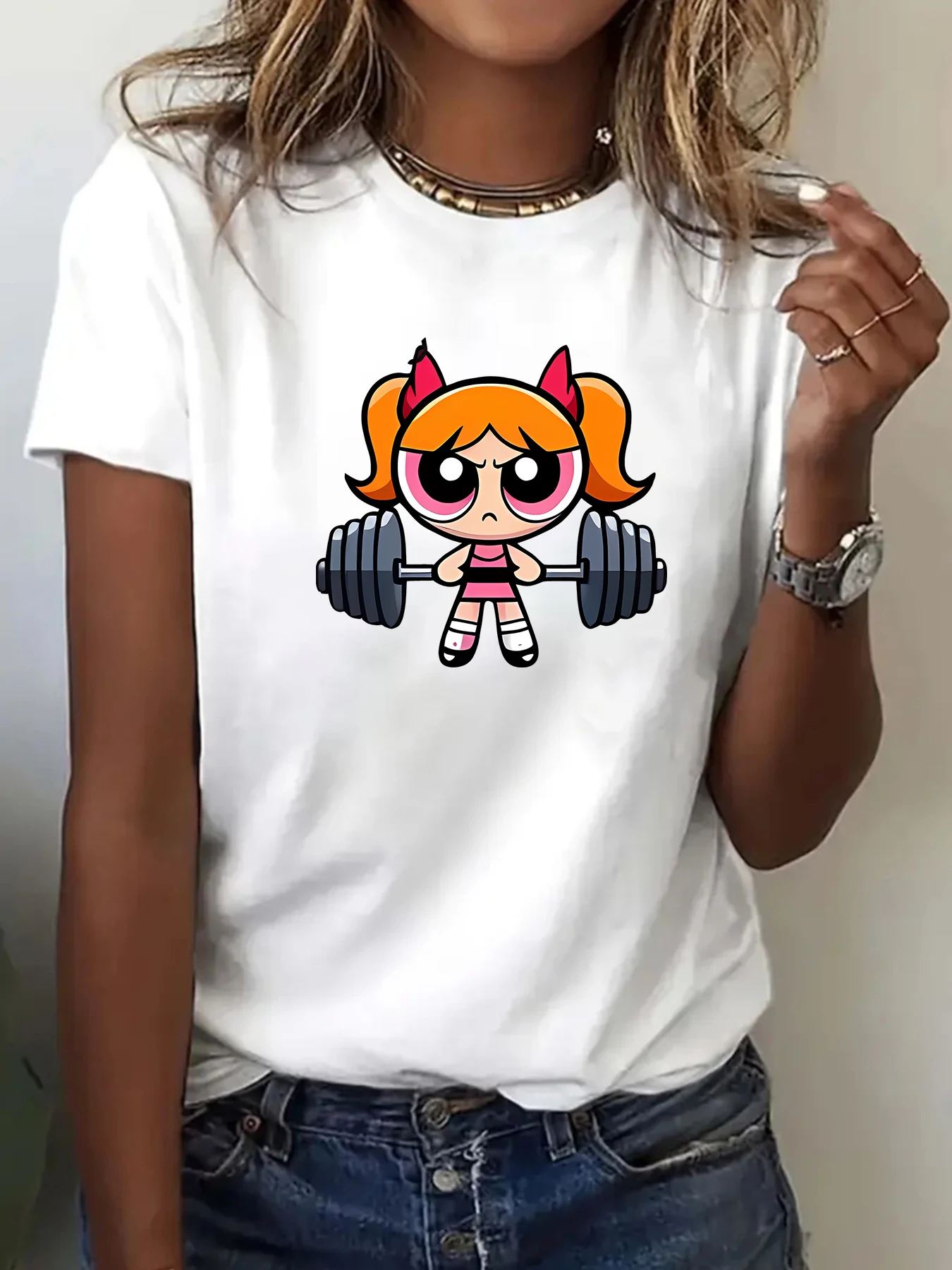 Mädchen Super Power Bluse Trainings-Streetwear T-Shirt Damen-Shirt Akademie Fitnessstudio Fitness T-Shirt