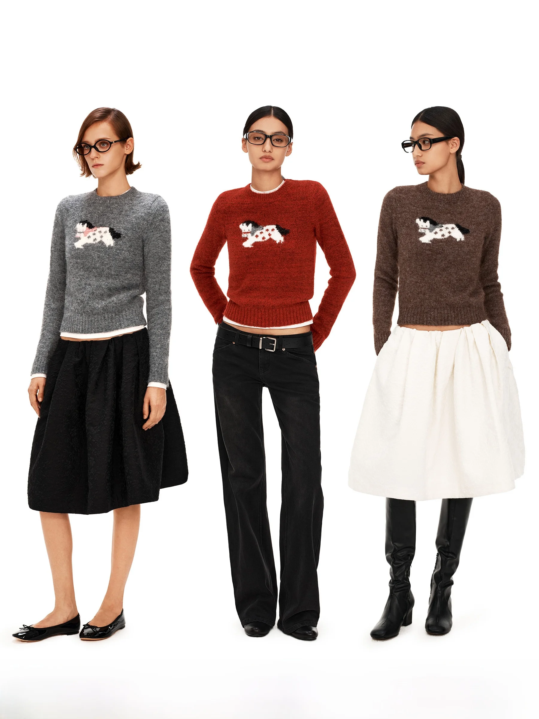 

Puki Classic Fun Embroidery Knitted Sweater Woolen round Ne oulder Fit Women's Faion Commute Sle Winter Wear