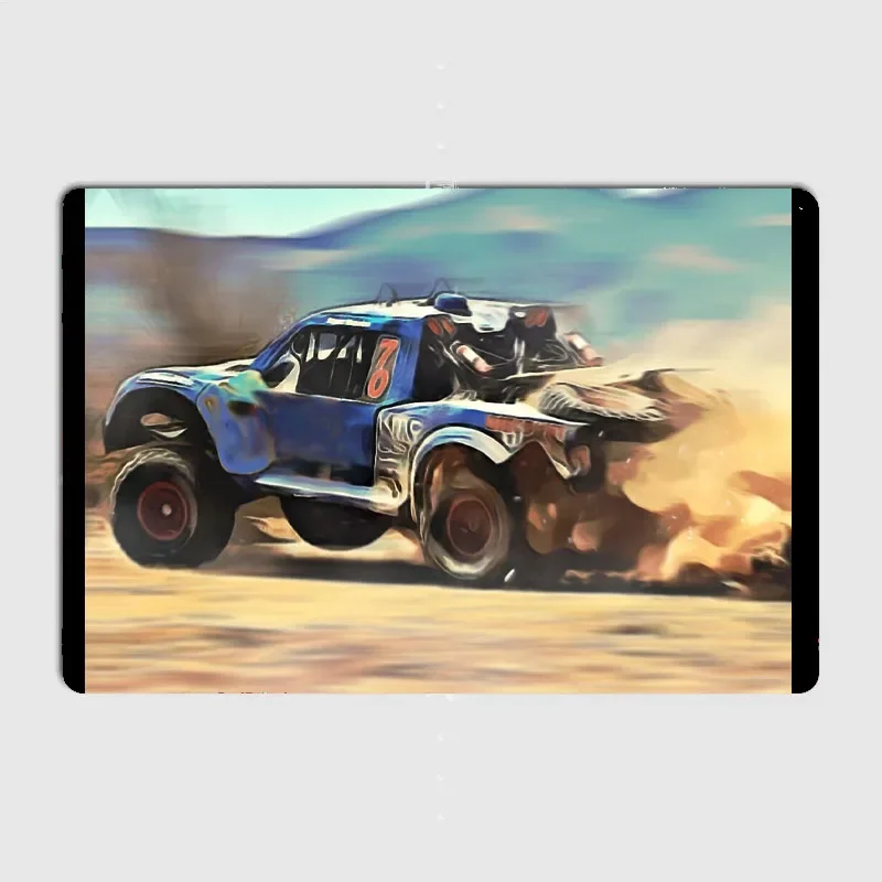 Baja Racing Truck Ripping Through the Desert Retro Metal Sign Poster Signboard Interior Wall Room Decoration Vintage Home Decor