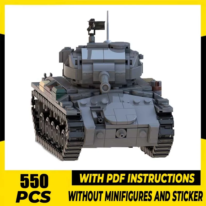 Moc Building Bricks M24 US Light Tank Model Technology Blocks Armored Car Model Toy DIY Assembly Holiday Gift Construstion Set
