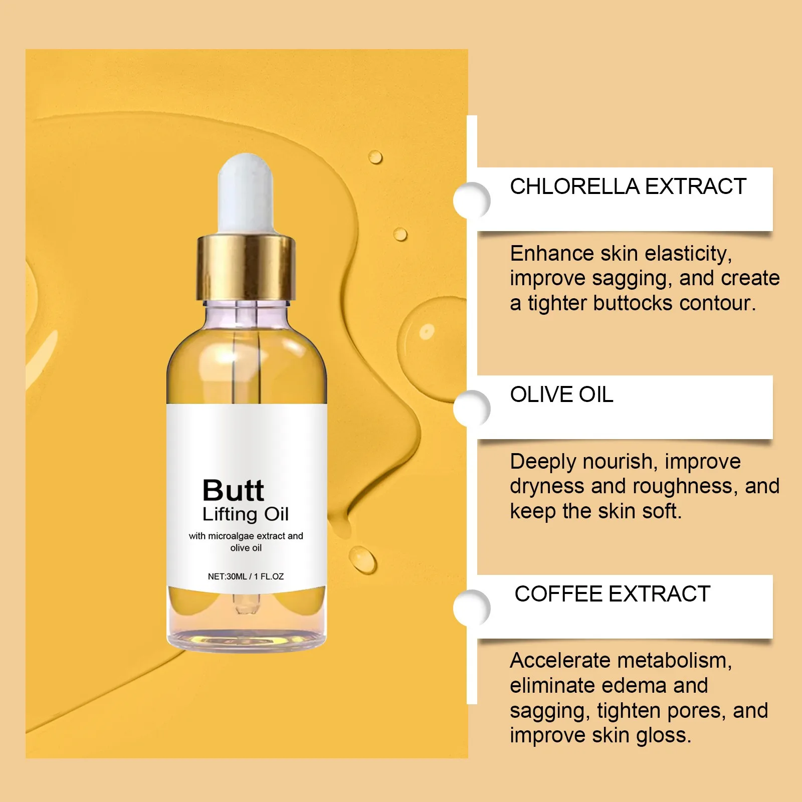 Moisturizing And Firming Skin Essential Oil Butt Care Nourishes Skin Firming Elastic Oil Moisturizing Body Lift Massage Oil