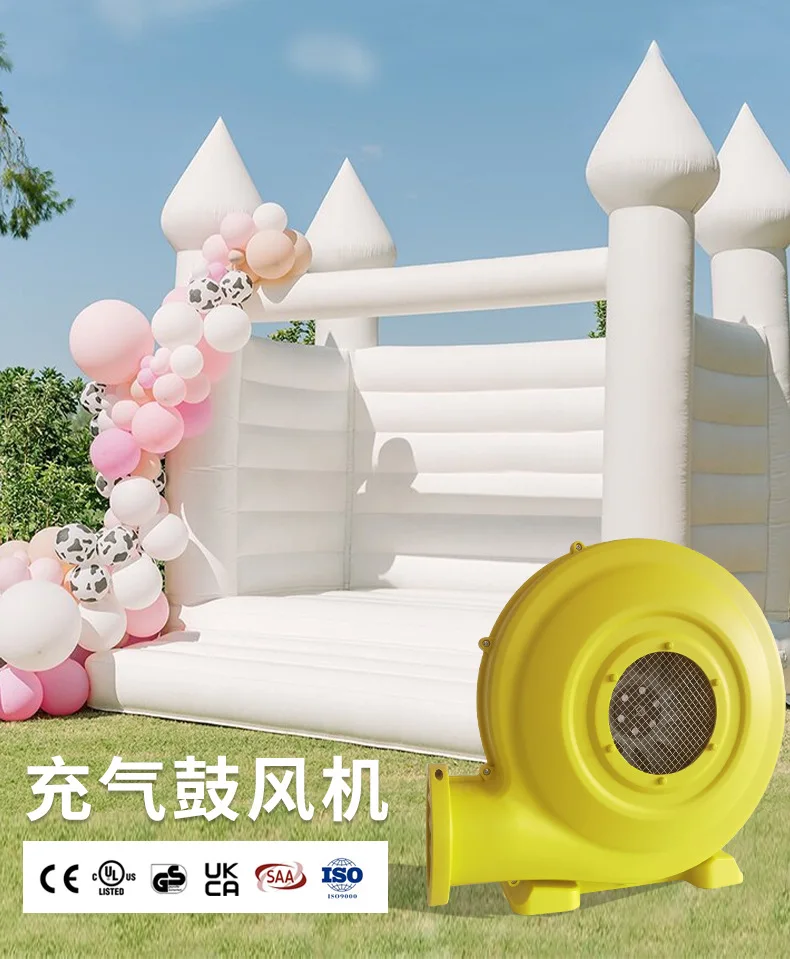 CE/GS/UKCA/SAA شهادة 950 واط منفذ منفاخ نفخ القلعة الشريحة الترامبولين مروحة عالية الرياح