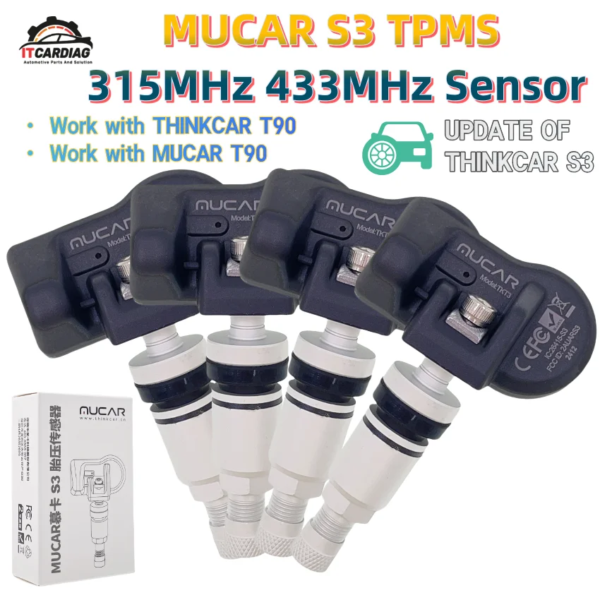 MUCAR S3 TPMS 2in1 Car Tire Pressure Sensor 315MHz 433MHz Support THINCAR T90 MUCAR T90 TPMS Program PK THINKCAR S3