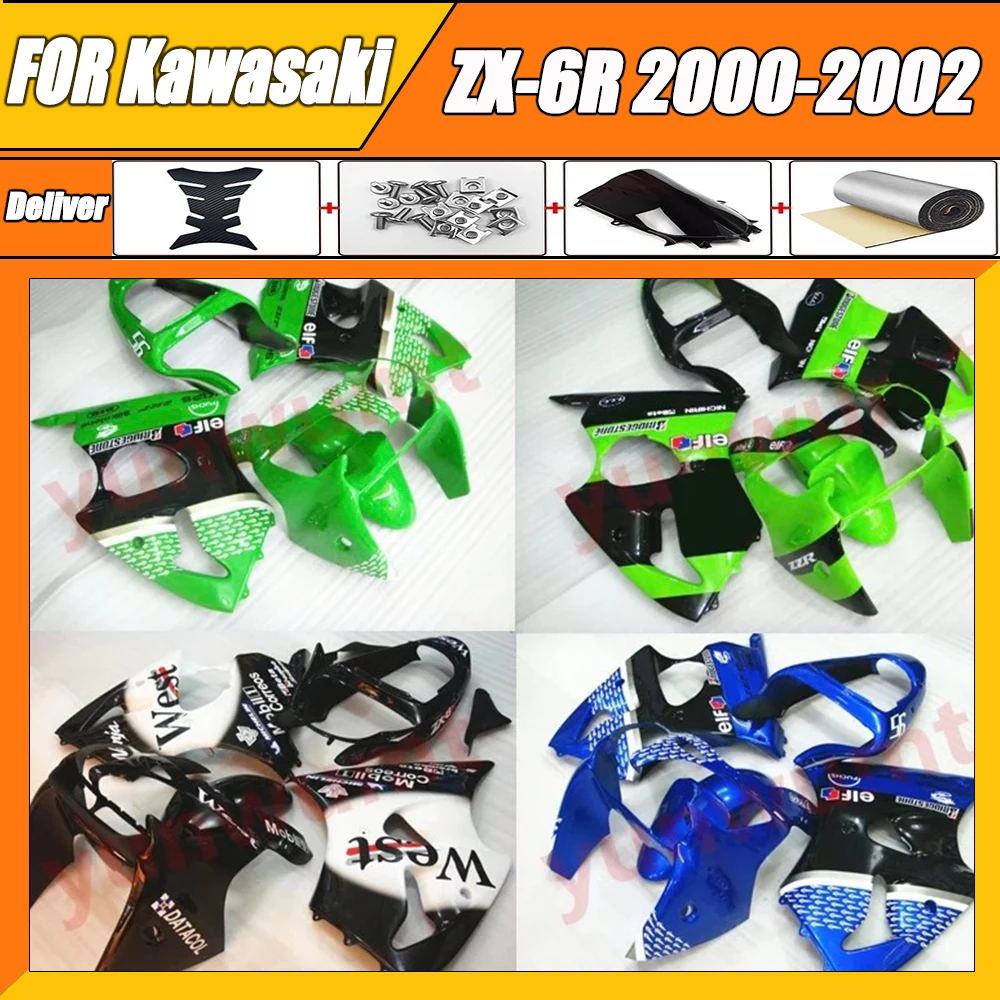 

New ABS Plastic Shell Motorcycle Fairing kit Fit For Ninja ZX6R 636 ZX-6R ZX-6 2000 2001 2002 Custom full fairings bodywork zxmt