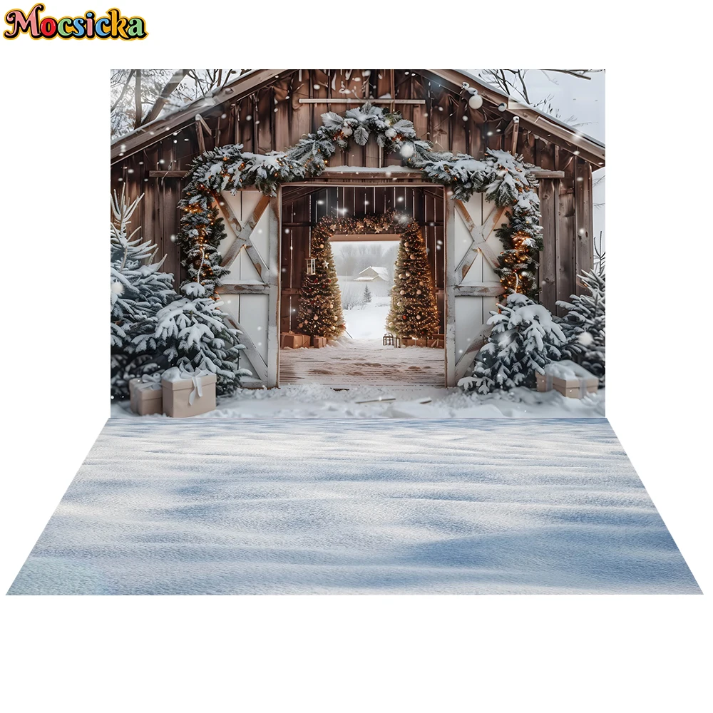 

Winter Christmas Photography Backgrounds Snow Xmas Tree Farm Backdrop Kids Baby Cake Smash Birthday Decoration Studio Props