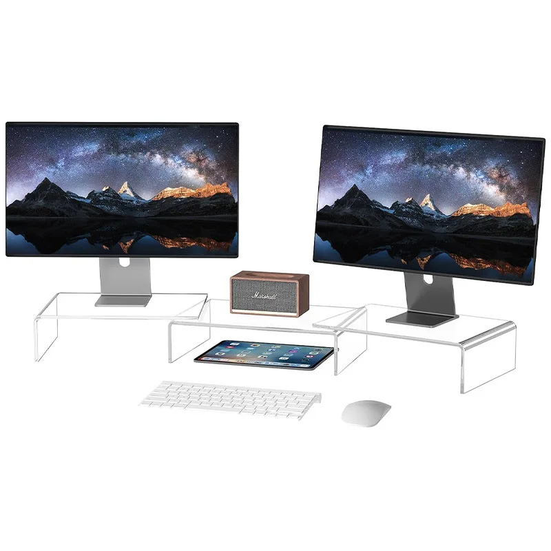 

Acrylic adjustable length and angle dual monitor stand for computer printer TV screen