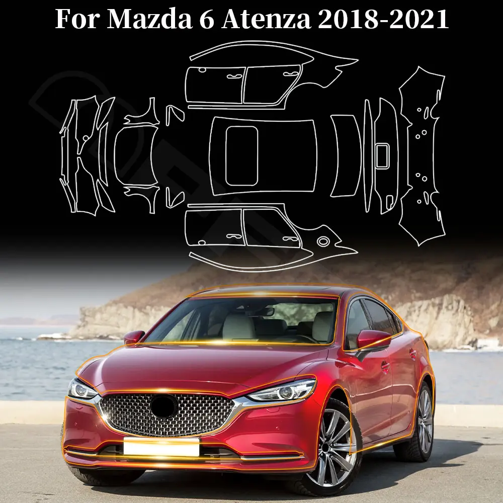 

Для Mazda 6 Atenza 2018-2021 предварительно вырезанная защитная пленка для краски, прозрачный ТПУ PPF, аксессуары против царапин, прозрачная наклейка толщиной 8,5