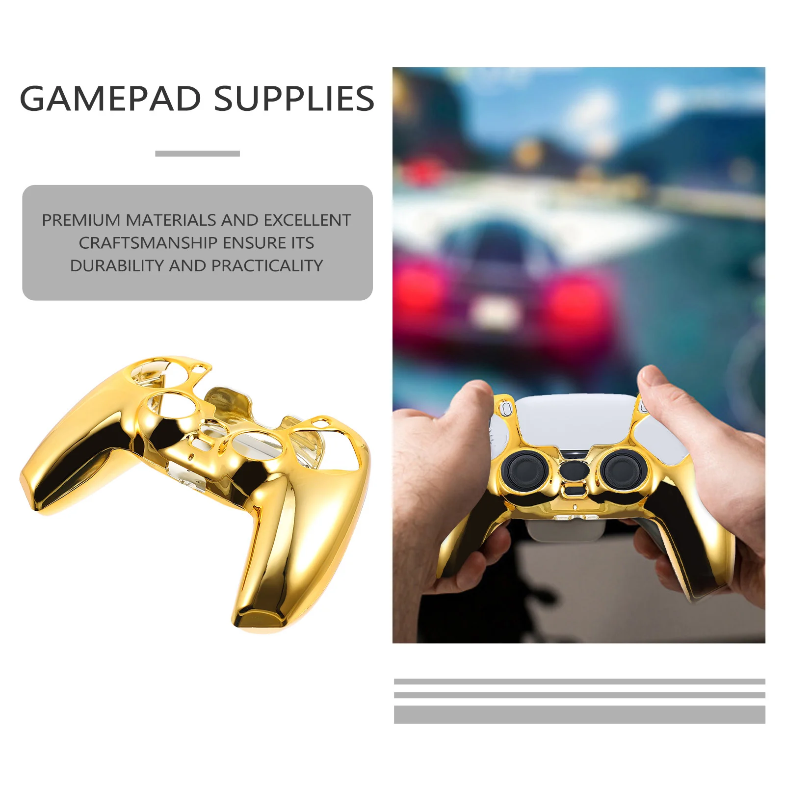 قطعة واحدة من غطاء حماية لوحة الألعاب الذهبية المطلية بالكهرباء، متين ومريح، سهل التركيب، حافظة بديلة عملية لوحدة التحكم #6