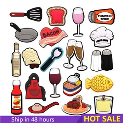 1pcs Original Champagne Cheers Shoe Charms Accessories Cuisine Goblet Chefs PVC Sandals Buckle Decorations Clog Pins Clips