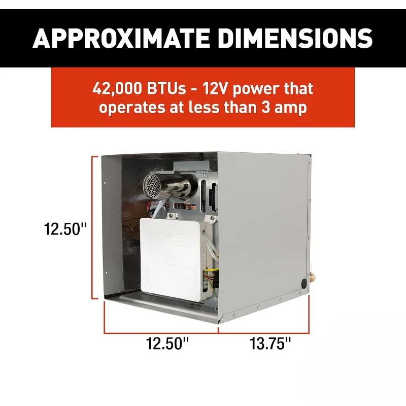 Tankless RV Water Heater, 12V Power, 42,000 BTUs, Quiet Operation, Onboard Microprocessor, Digital User Control Panel