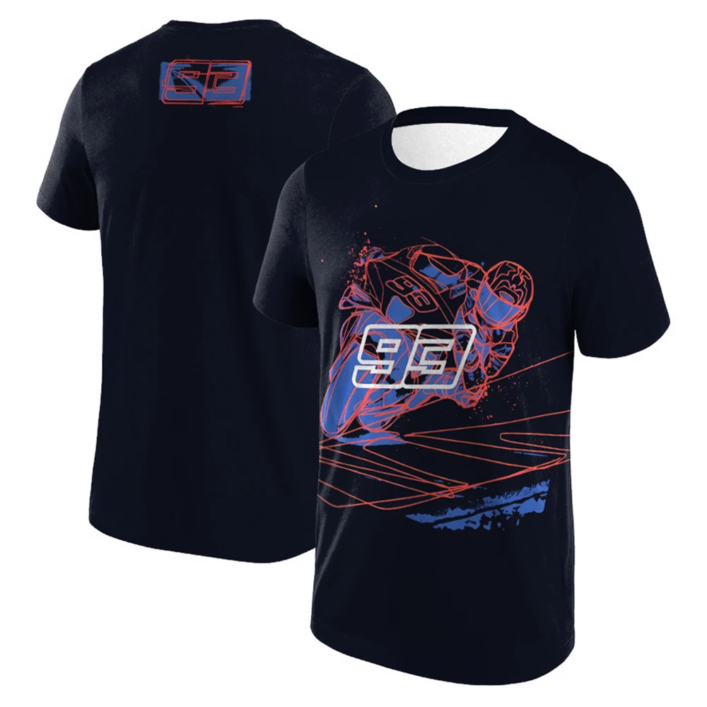 

Men's Navy Blue Marquez 93 T-shirt 3D Outdoor Sports Quick Dry Breathable Moto Short Sleeve Tee Daily Casual Oversized T-shirt