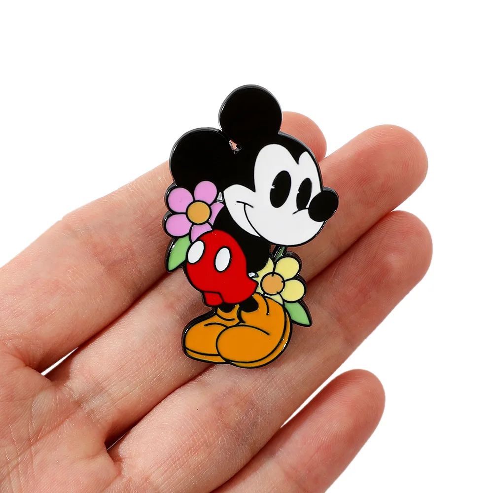 Cartoon Character Brooch Creative Mickey Mouse Cute Enamel Pin Metal Badge Jewelry Clothing Backpacks Decorative Accessories