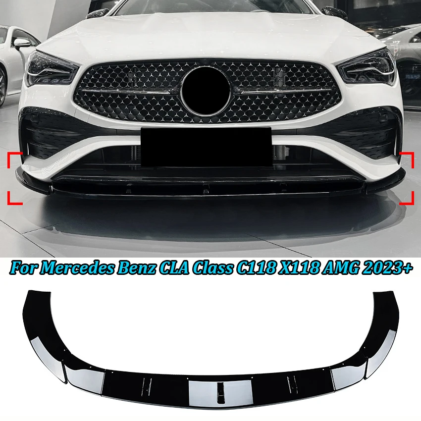 For Mercedes Benz CLA Class C118 X118 AMG 2023 + Front Bumper Lip Splitter Diffuser Body Kits Bumper Guard Protector Accessories