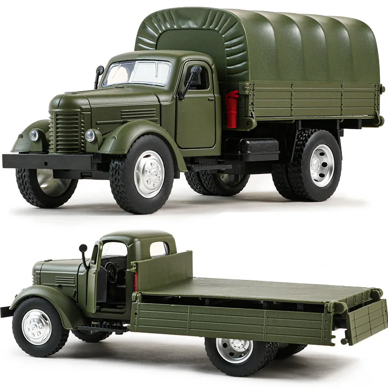 1/24 CA10 Alloy Tactical Truck Armored Car Model Military Personnel Carrier Transport Vehicle Model Sound and Light Kid Toy Gift