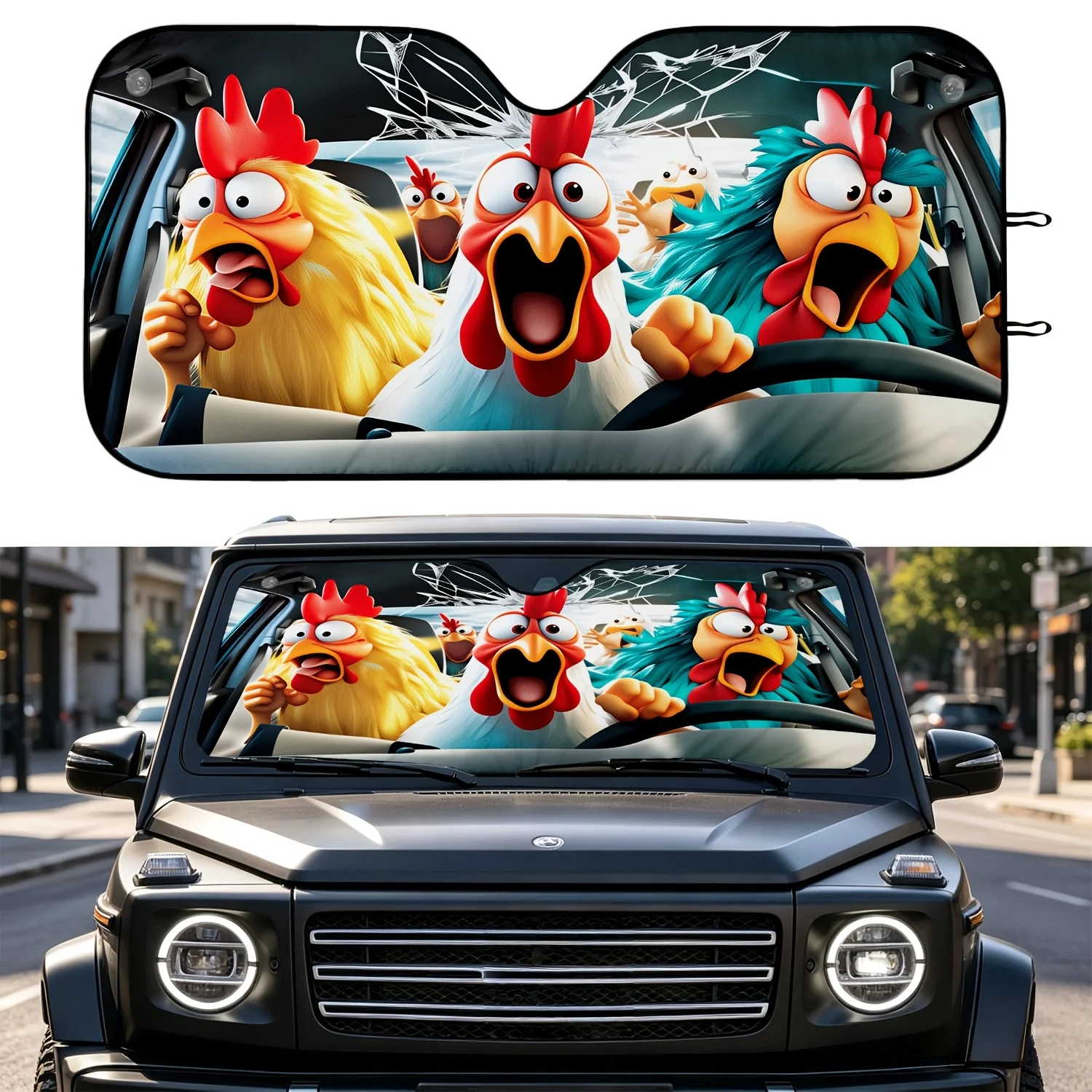 Chicken Car Sunshade Visor Durable Automotive Accessory Keeps Interior Cool Enhances Comfort Suitable for All Vehicles