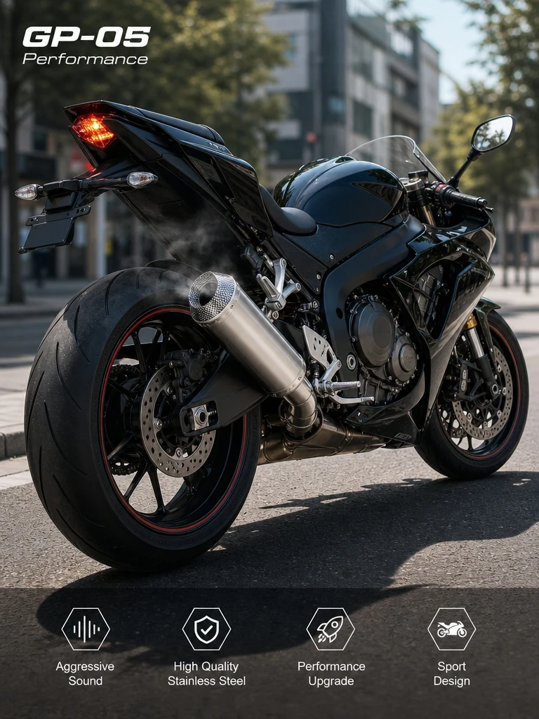 Large Displacement Motorcycle GP05 Exhaust Silencer Straight Through Design Removable DB Killer 51mm Interface Muffler