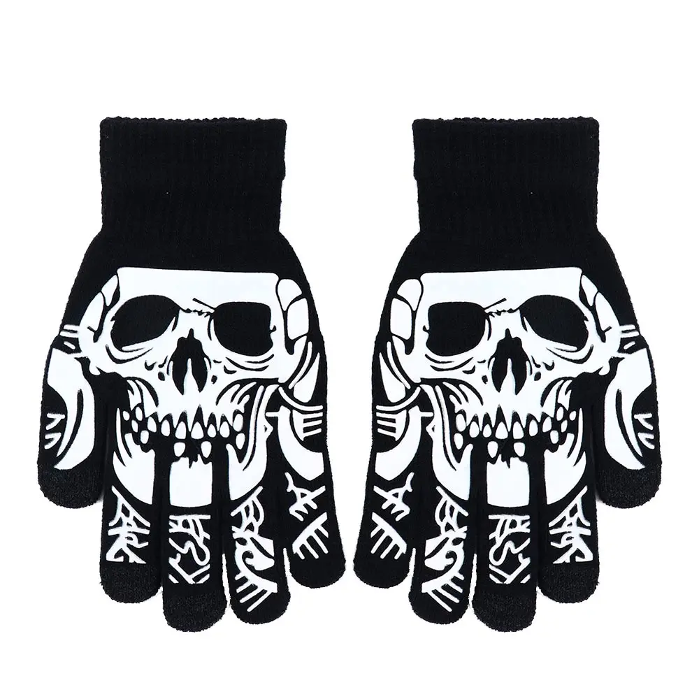 

Skull Male Hand Bone Outdoors Keep Warm Full Finger Gloves Halloween Luminous Mittens Fashion Accessories Half-finger Gloves