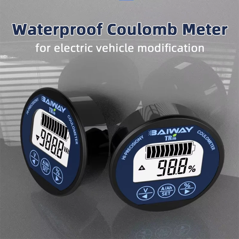 Moniteur de capacité de batterie pour véhicule électrique, compteur, compteur, Lithium, Lipo, Lifepo4, indicateur de puissance, TR16, 80V, 50A, 100A, 350A, 02:omb