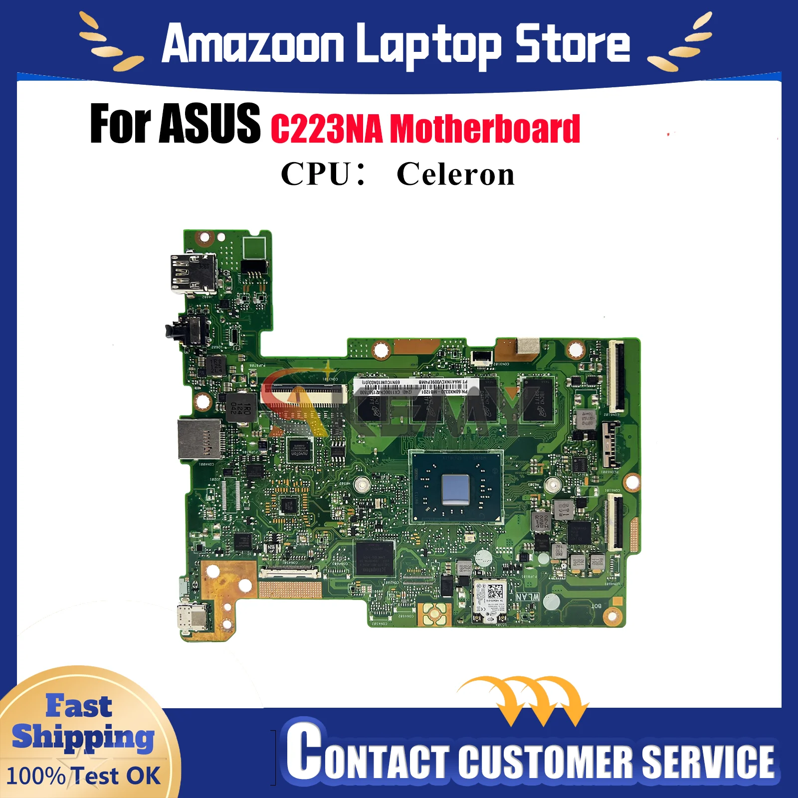 

C223NA Laptop Motherboard For ASUS Chromebook C223N C223NA Notebook Mainboard With Celeron CPU 100% tests OK fast shipping stk