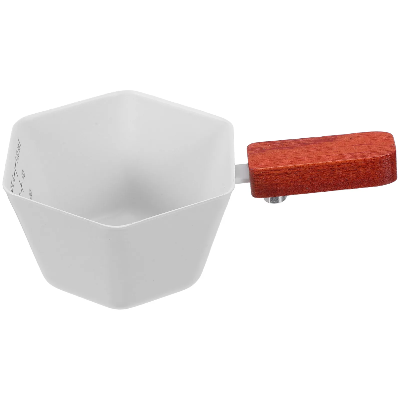 Stainless Steel Espresso Measuring Cup 4Oz 120Ml Wooden Handle V Spout Coffee Extraction Coffee Accessories Espresso Shot Cup