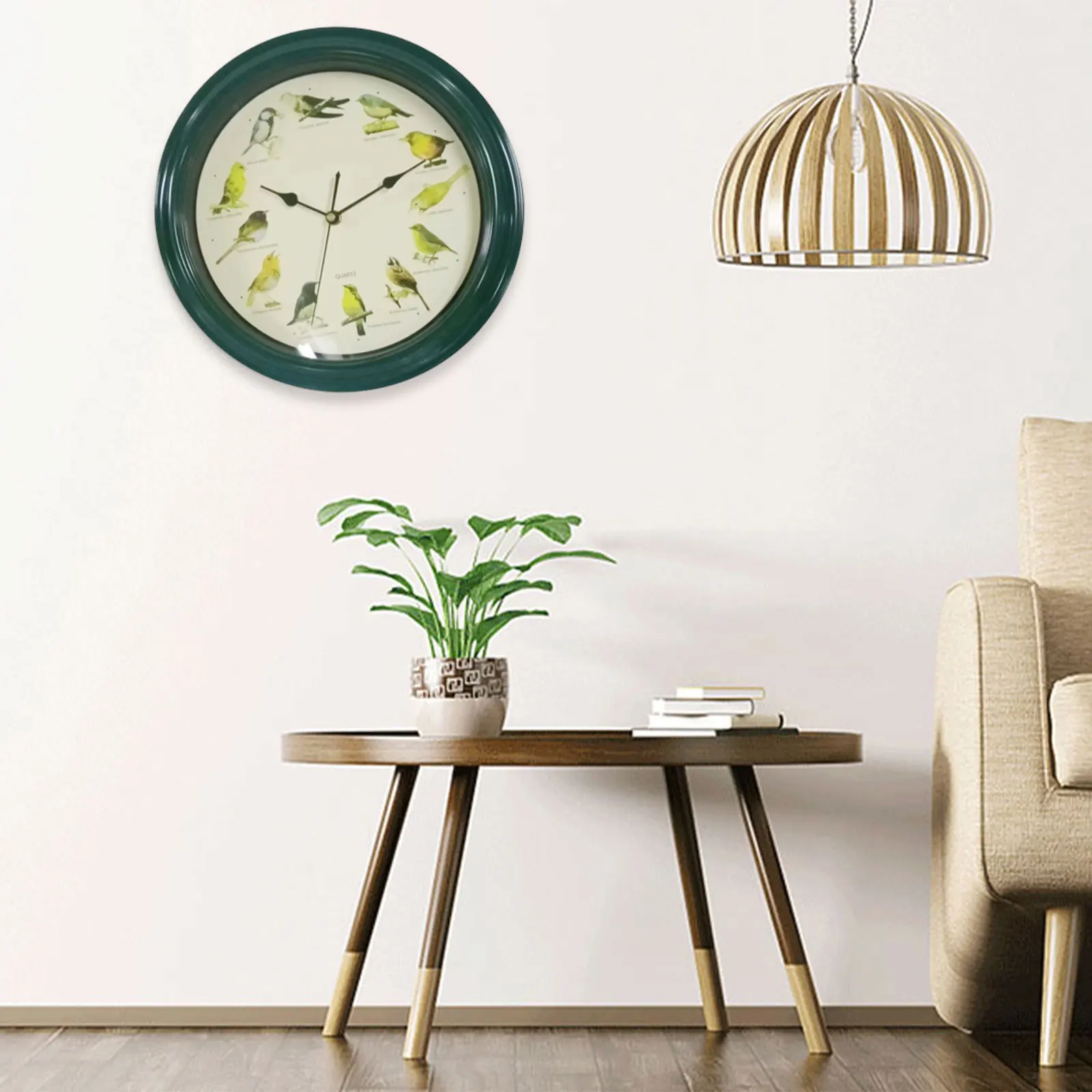 32cm Musical Birds Wall Hanging Sound Clock Battery Operated Household Interior Decorative Melody Clock for Home Kitchen
