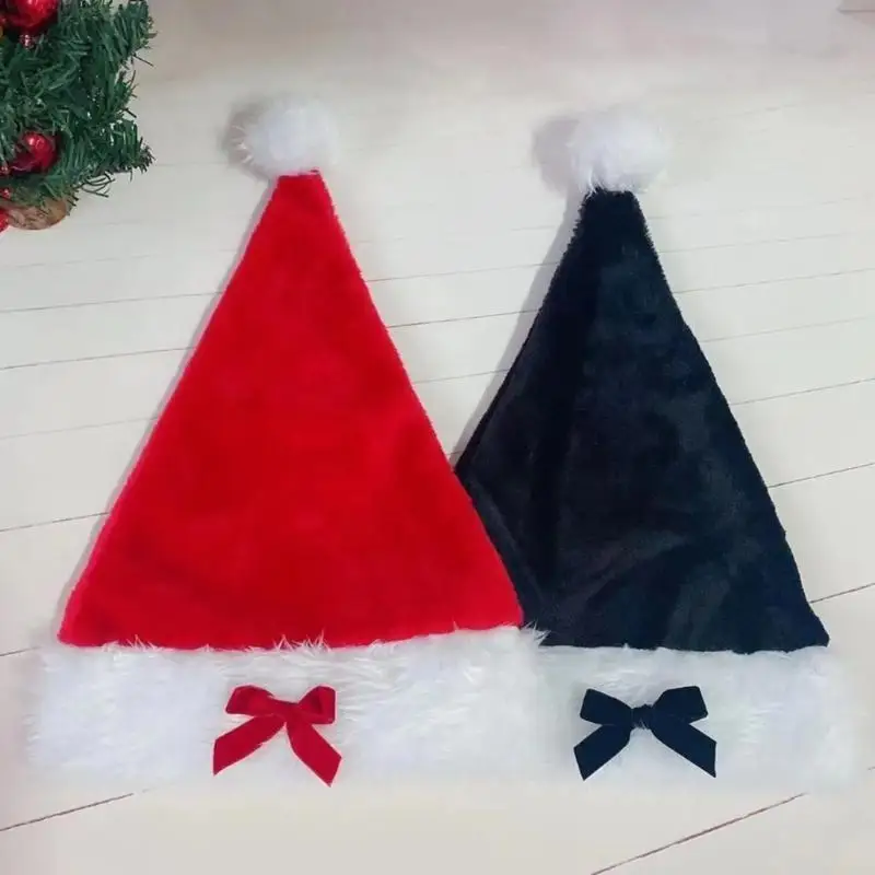 P9FE 크리스마스 장식 봉제 산타 모자 파티 드레스 새해 무대 소품 장식 모자 크리스마스 친구 수집 모자를 쓰고 있죠