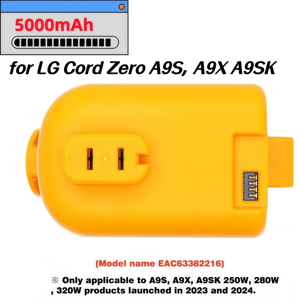 for LG A9S LCD Vacuum Cleaner Battery 5000mAh Compatible with O9884TE O9884WE EAC63382216 Replacement.