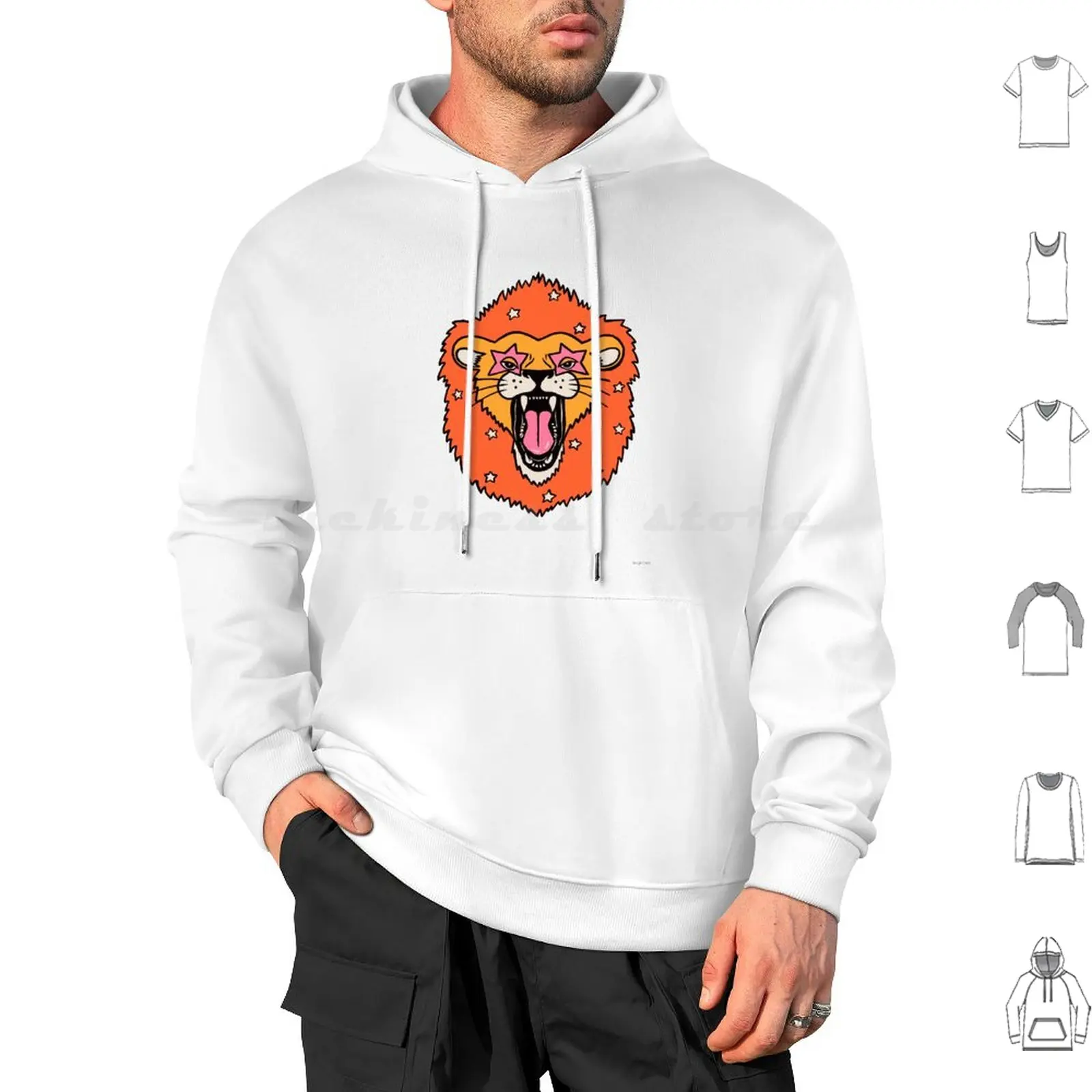 Starry Lion Hoodie cotton Long Sleeve Lion Cheetah Tiger Panther Leopard Cat Kitty Rawr Animal Wild Wildlife Jungle