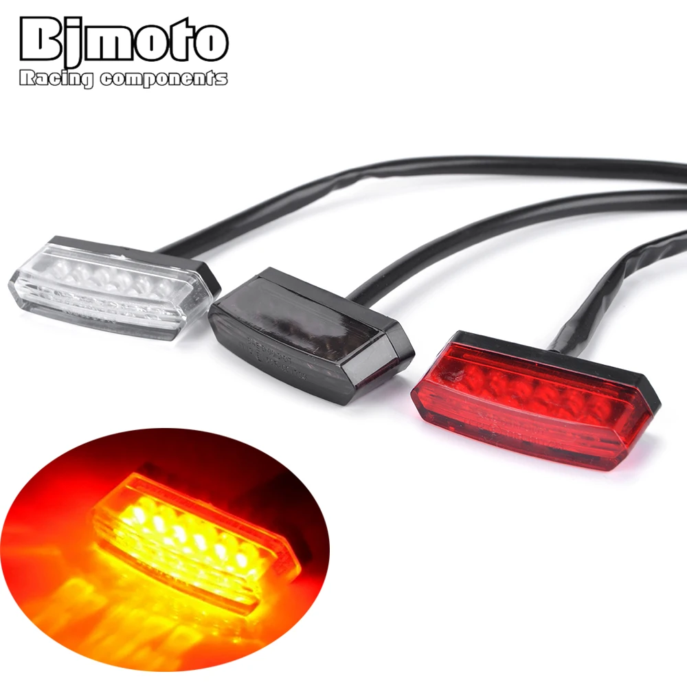 BJMOTO 12V Universal Mini Motorcycle LED Tail Rear Lights License Plate Light for Honda/Kawasaki/Yamaha/Suzuki Motorbike Emark