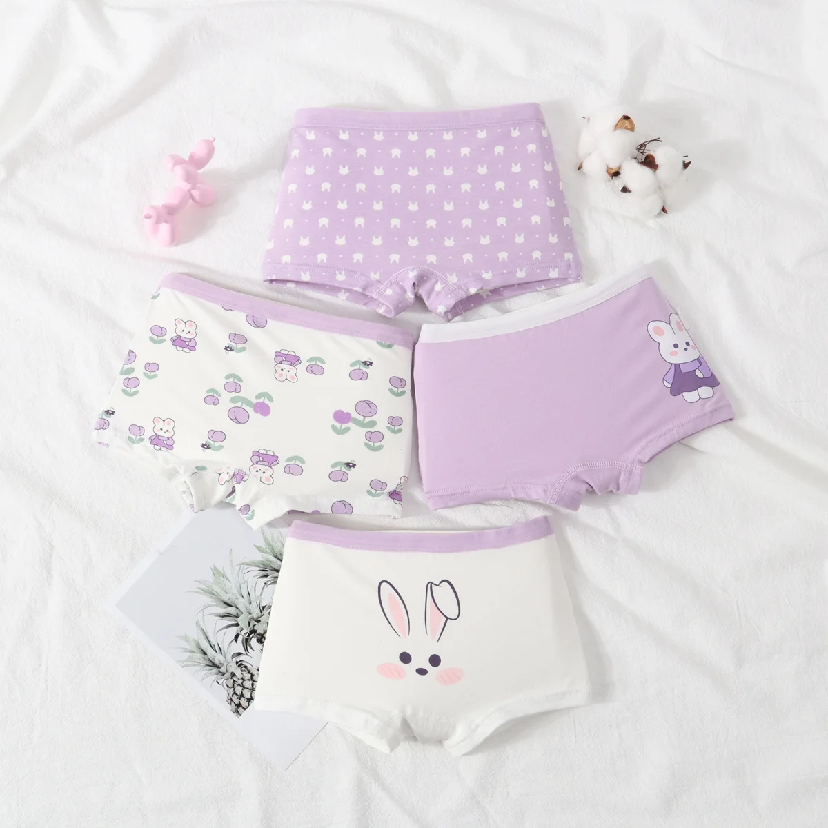 

New Arrival Children's Pure Cotton Underwear Girls' Briefs Baby Boxer Shorts Breathable Small-Medium Girls' Boxer Briefs