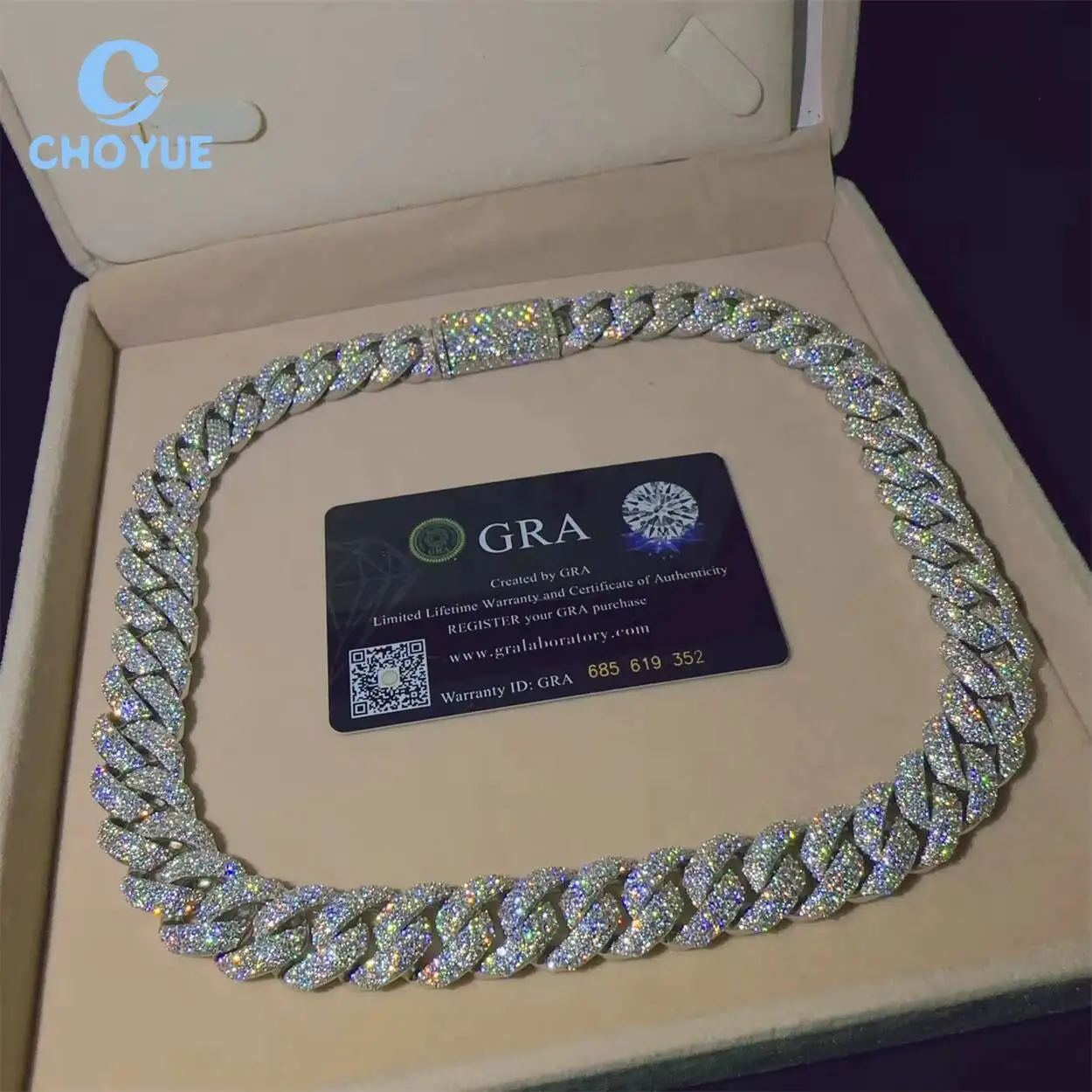 luxury Fashion 925 Sterling Silver VVS Moissanite Diamond 16MM Iced Out Cuban Link Chain Buss Down Hip Hop Hip Hop Jewelry Neckl