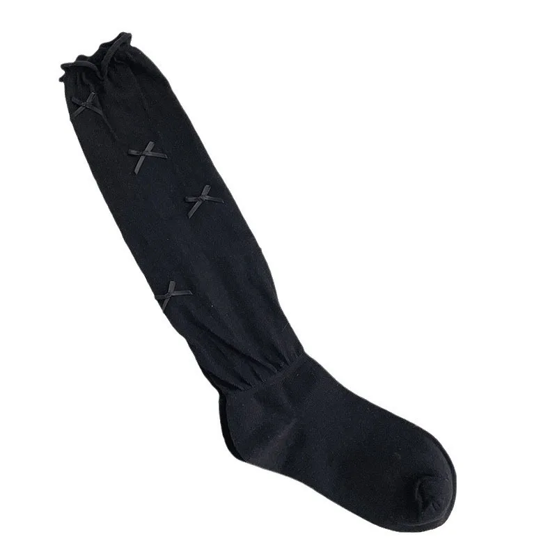 Laid-back Girl Butterfly Knot Turn-down Socks Women Summer Thin Mesh Breathable for Mary Jane Shoes Stack Socks